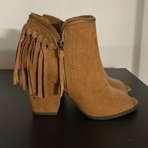 Dolce Vita open toe heeled fringe booties